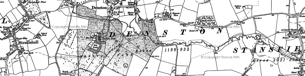 Old map of Denston in 1884