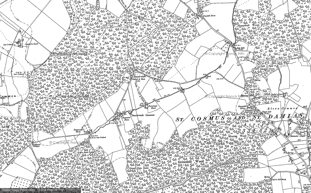 Old Map of Historic Map covering Acorn Cott in 1896