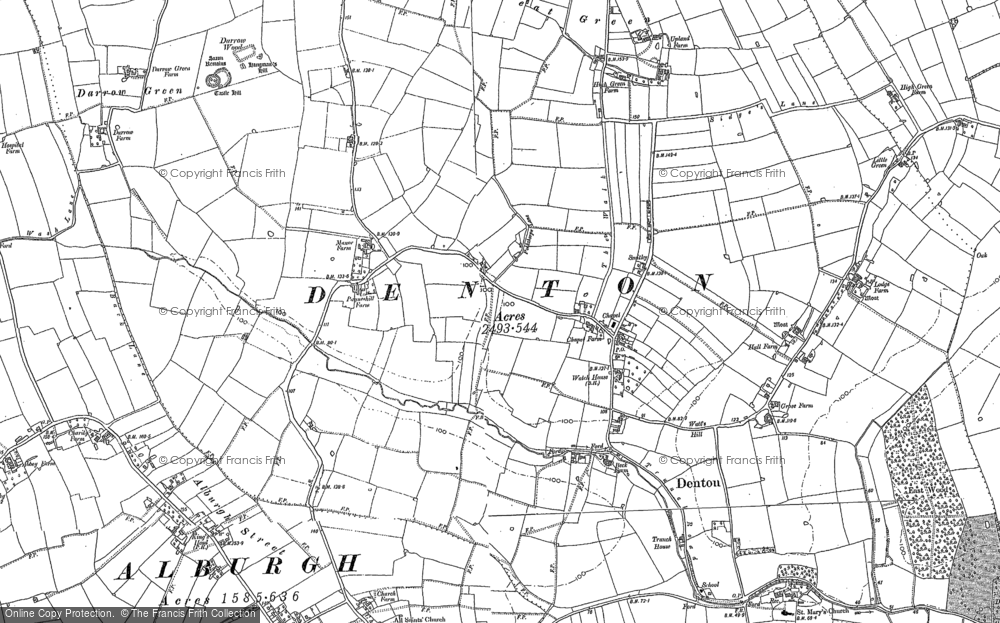 Old Map of Historic Map covering Misery Corner in 1883