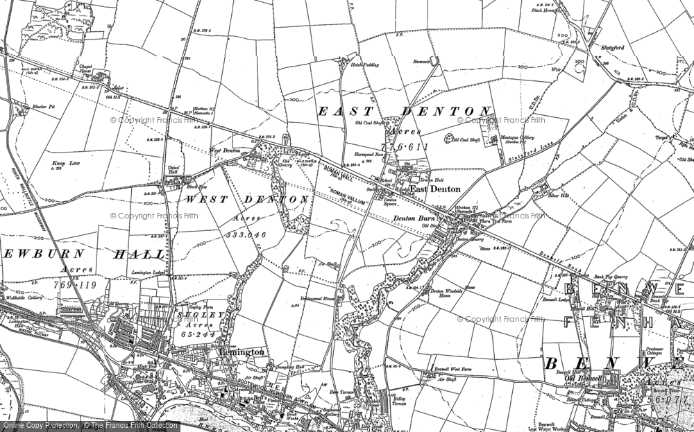 Old Map of Denton Burn, 1894 - 1895 in 1894