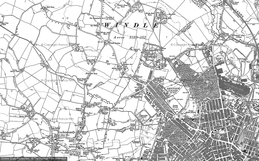 Old Map of Historic Map covering Windle Hall in 1892
