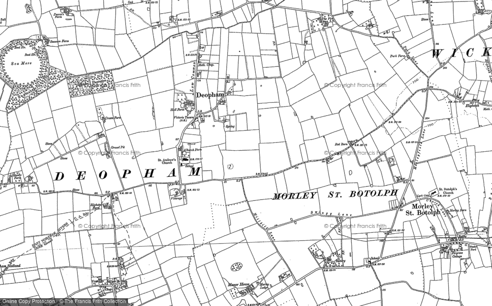 Old Map of Deopham, 1882 in 1882