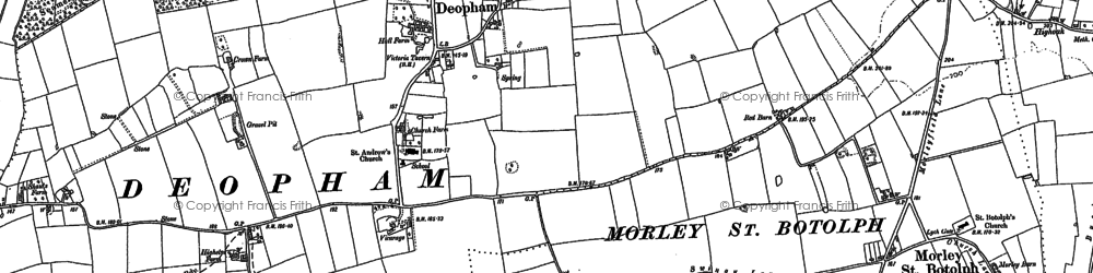 Old map of Deopham in 1882