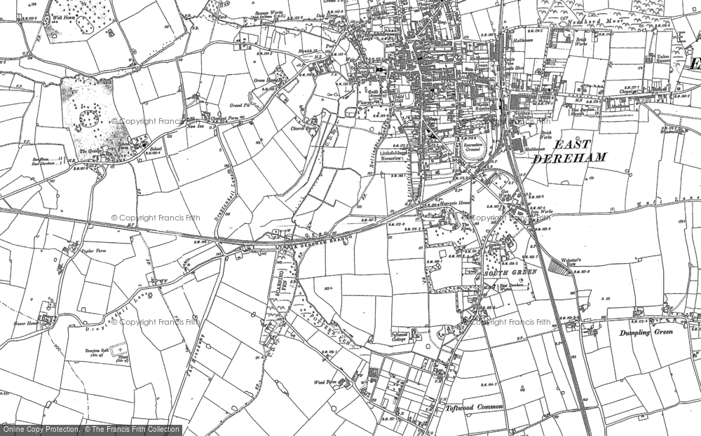 Old Map of Historic Map covering Toftwood in 1882