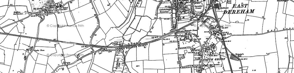 Old map of Dereham in 1882