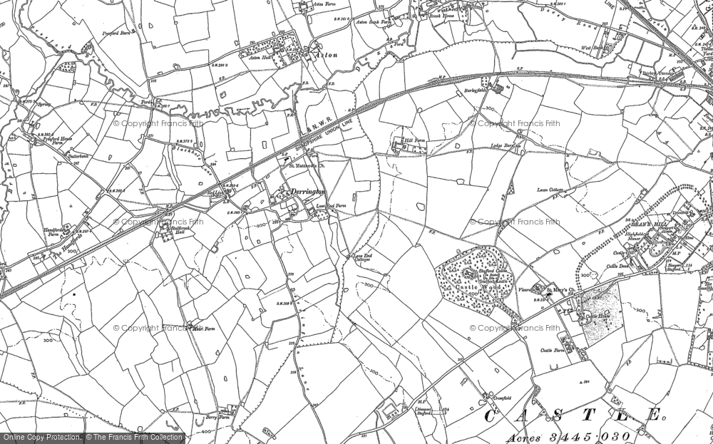 Old Map of Derrington, 1880 in 1880