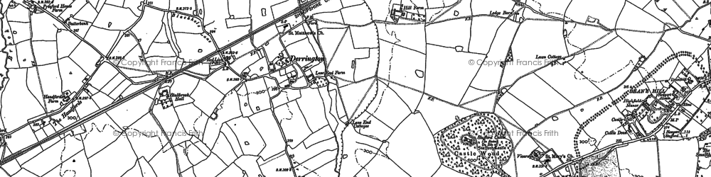 Old map of Derrington in 1880