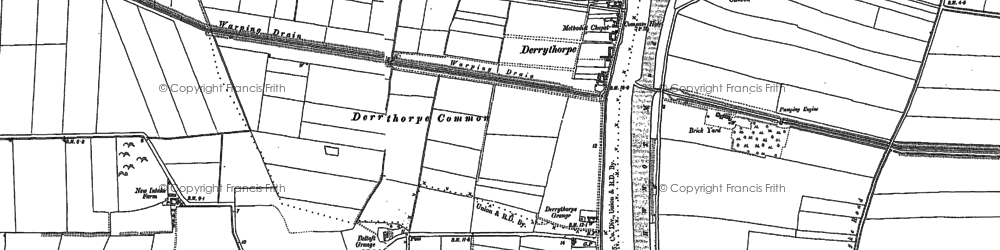 Old map of Burringham South Grange in 1885