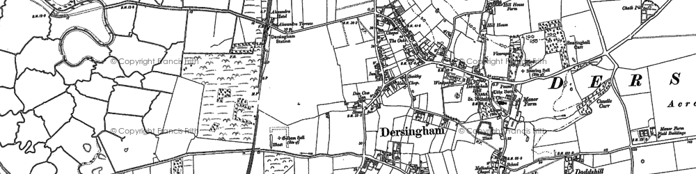 Old map of Dersingham in 1884