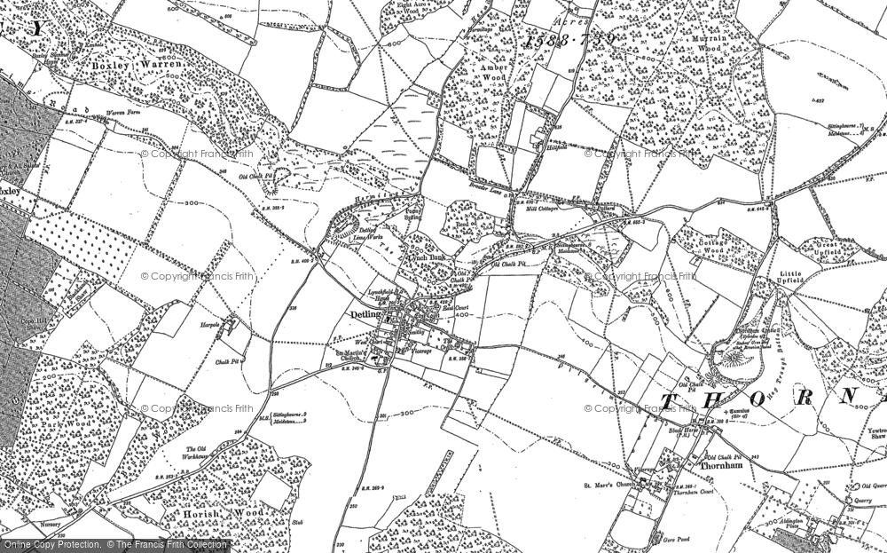 Old Map of Historic Map covering Monkdown Wood in 1895