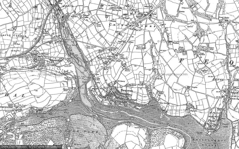 Old Map of Devoran, 1878 in 1878