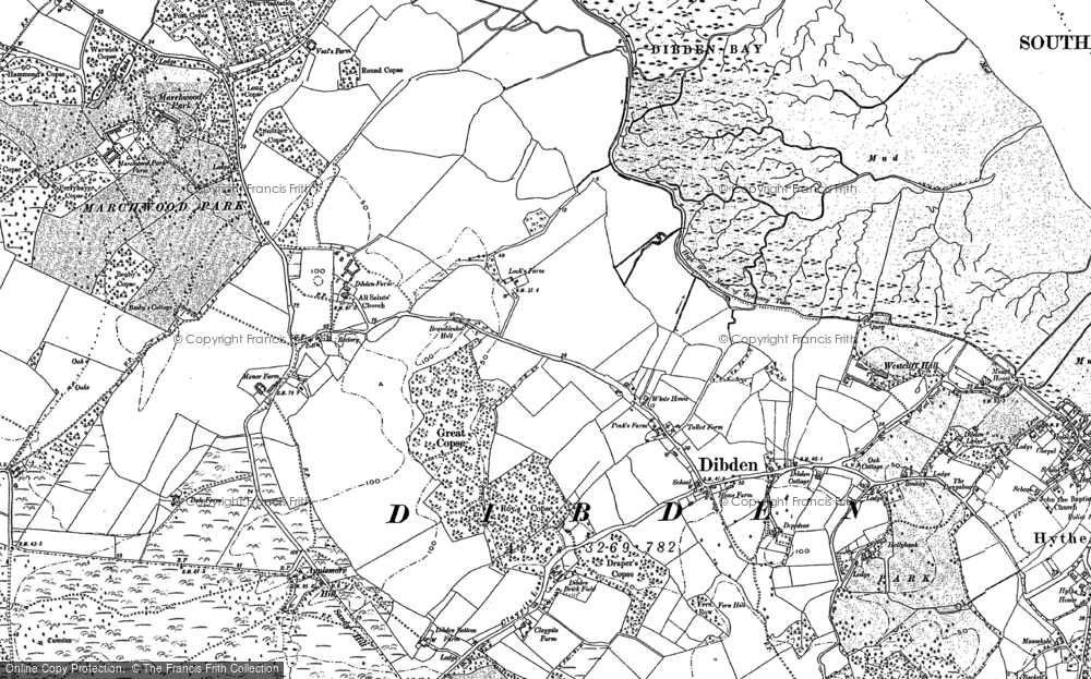 Old Map of Dibden, 1895 - 1896 in 1895