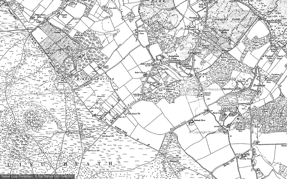 Old Map of Historic Map covering Beaulieu Heath in 1895