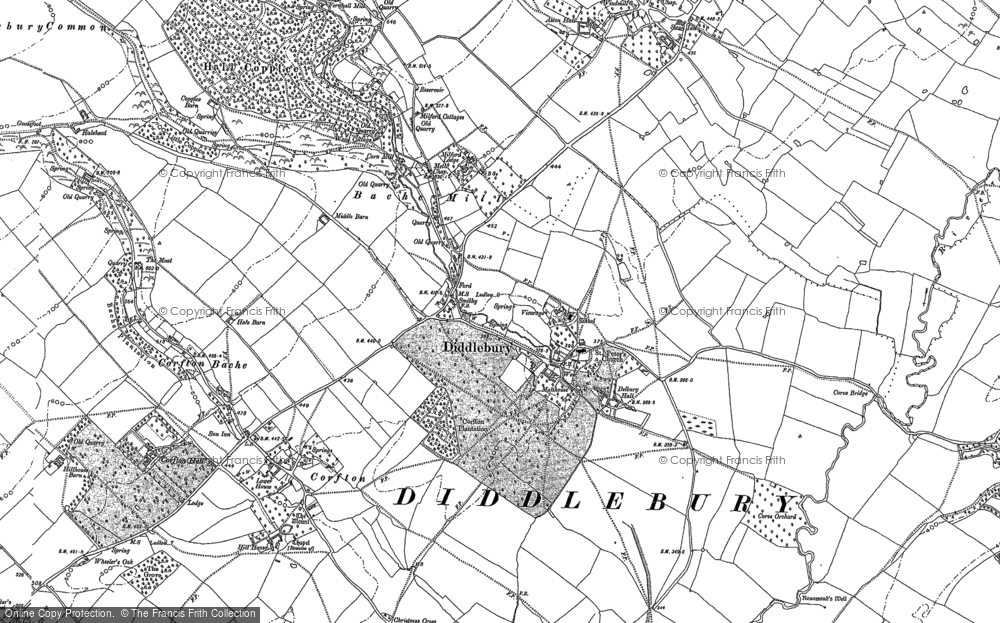 Old Map of Diddlebury, 1883 in 1883