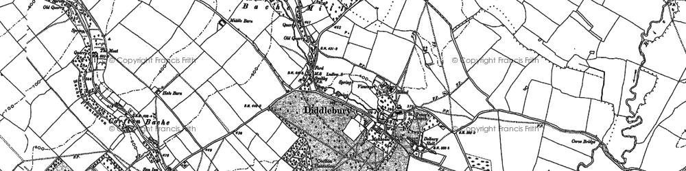 Old map of Diddlebury in 1883