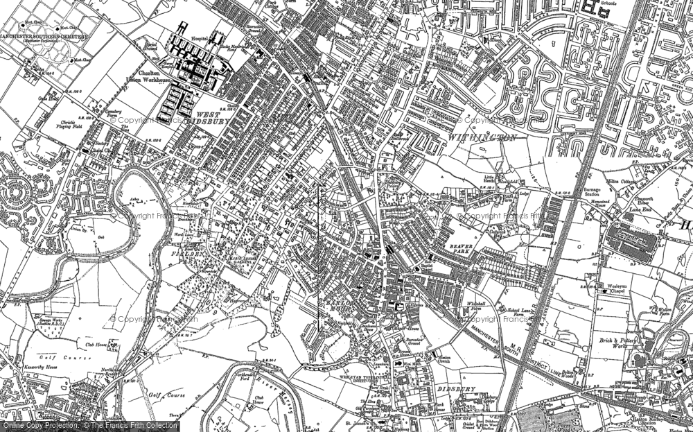 OLD ORDNANCE SURVEY MAP BARLOW MOOR WEST DIDSBURY 1905 MANCHESTER HOUGHEND HALL
