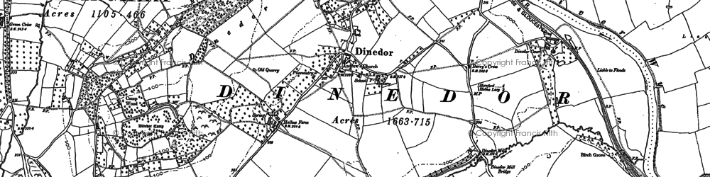 Old map of Dinedor in 1886