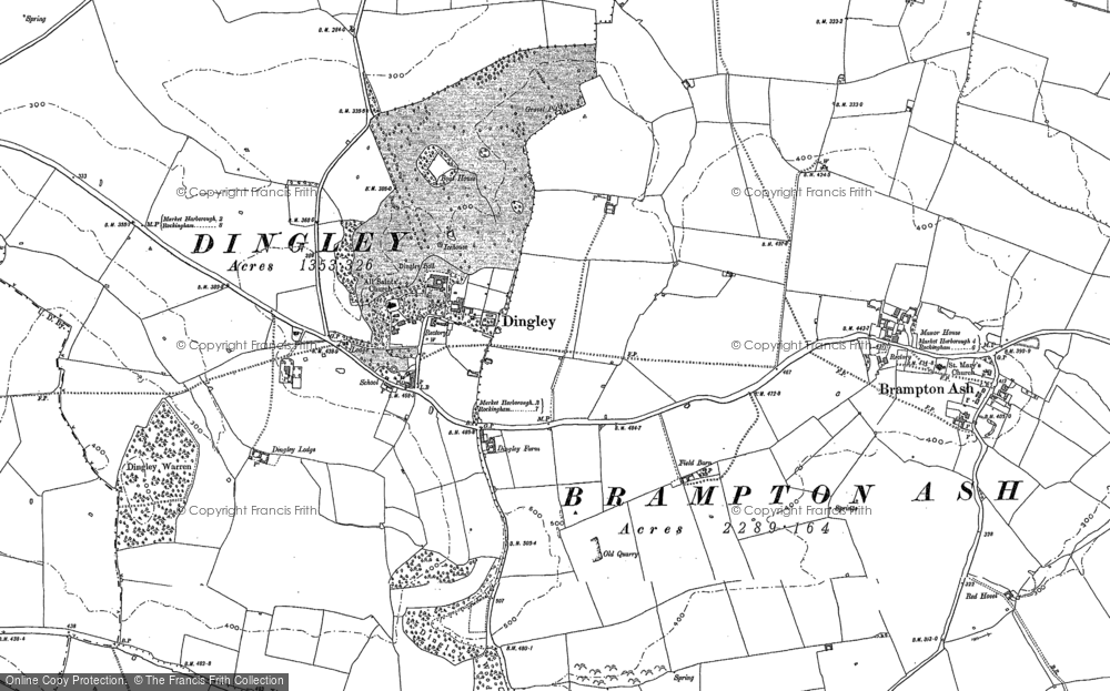 Old Map of Historic Map covering Woodlands in 1899