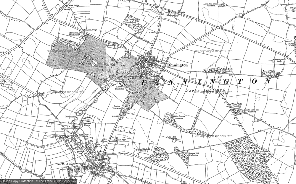 Old Map of Dinnington, 1890 - 1901 in 1890
