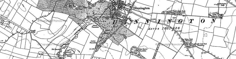 Old map of Dinnington in 1890