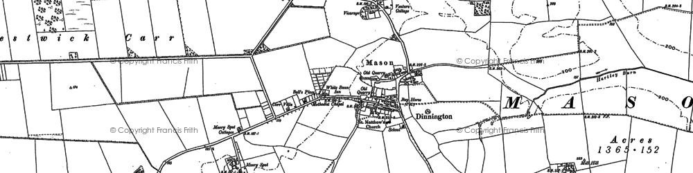 Old map of Dinnington in 1895