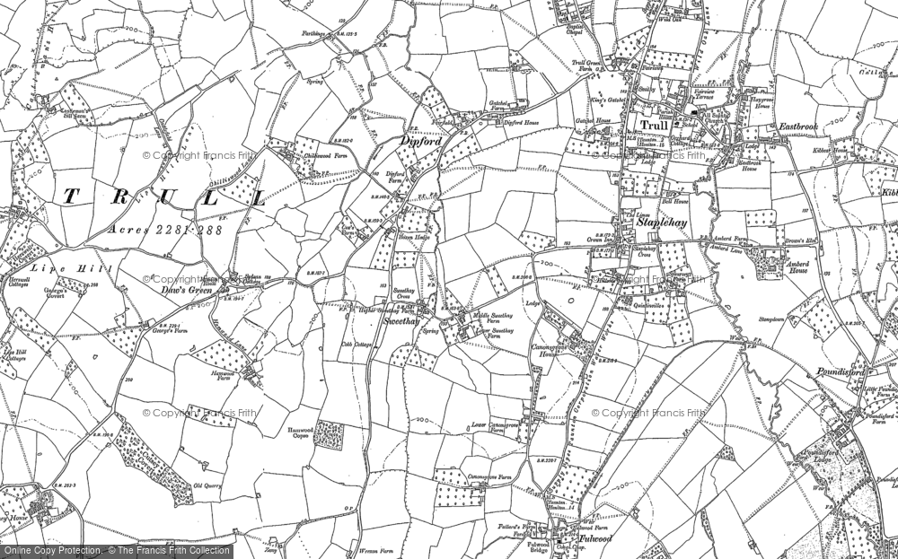 Old Map of Dipford, 1887 - 1903 in 1887