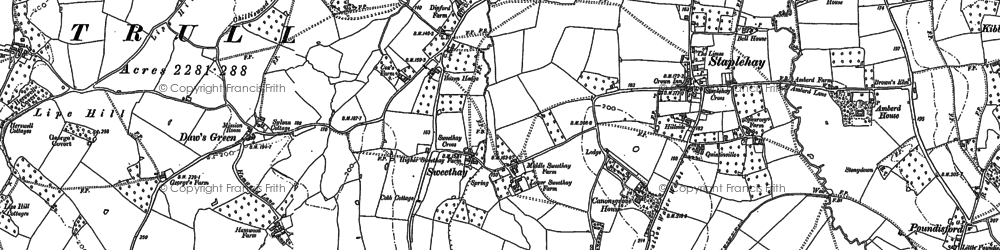 Old map of Dipford in 1887