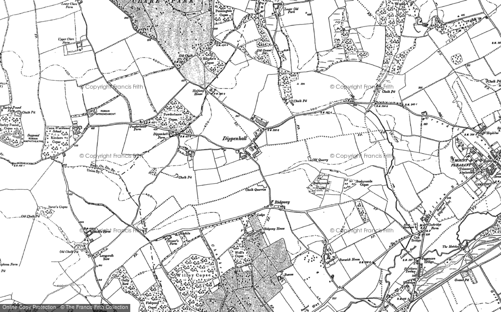 Old Map of Historic Map covering Wimble Hill in 1913