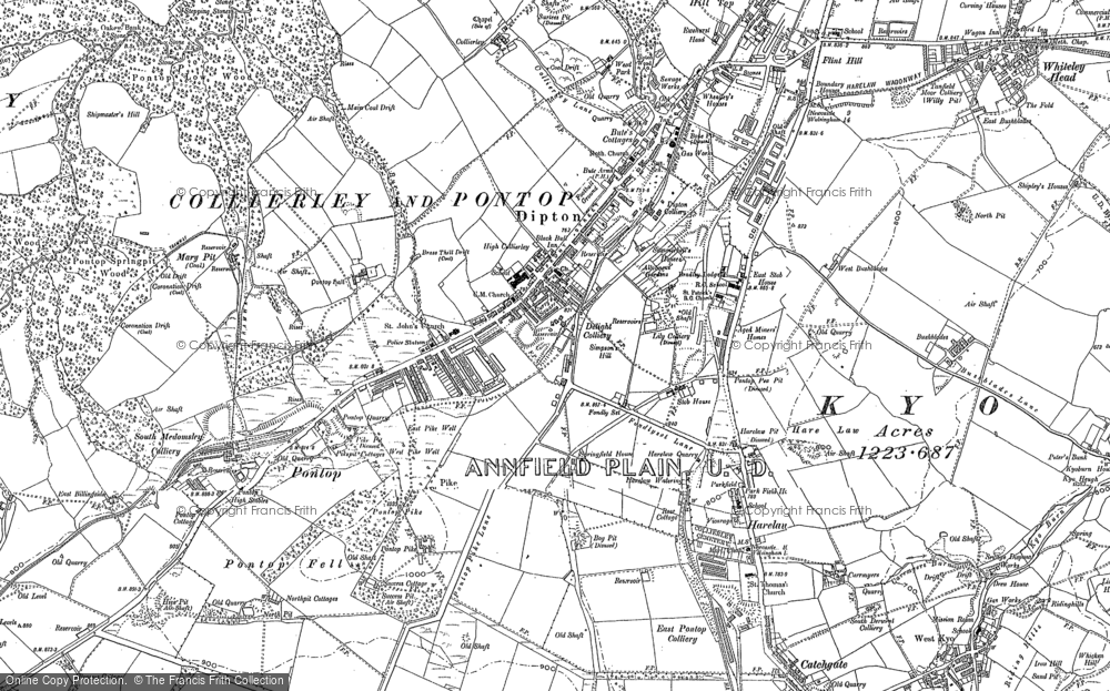 Old Map of Dipton, 1895 - 1916 in 1895