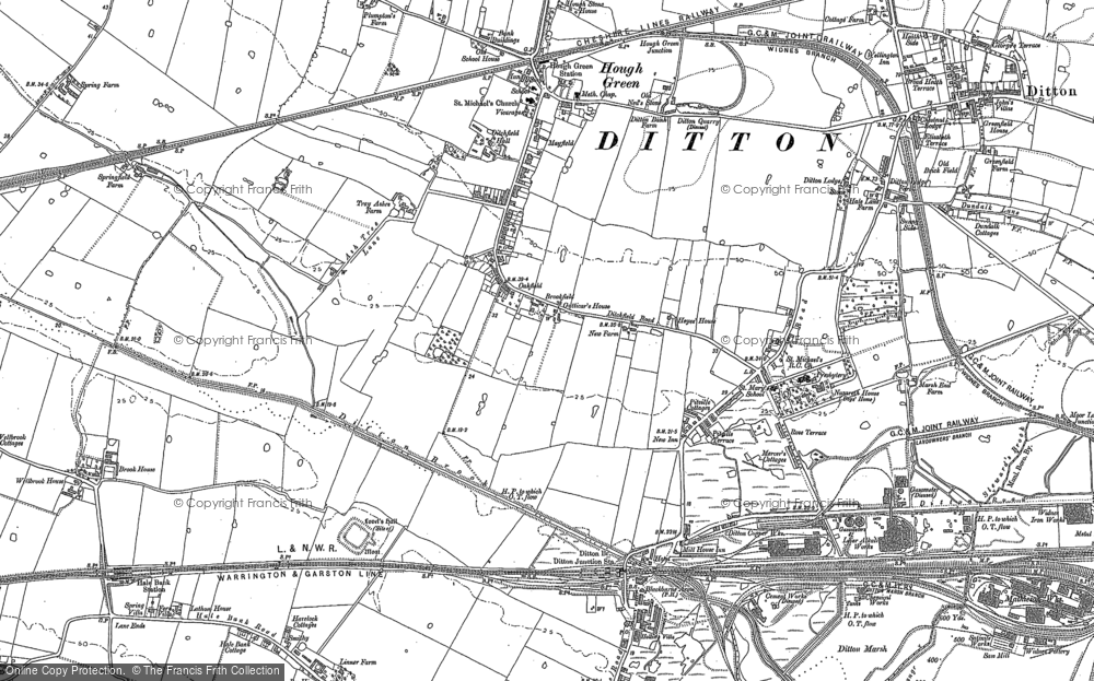 Old Map of Historic Map covering Hough Green in 1894