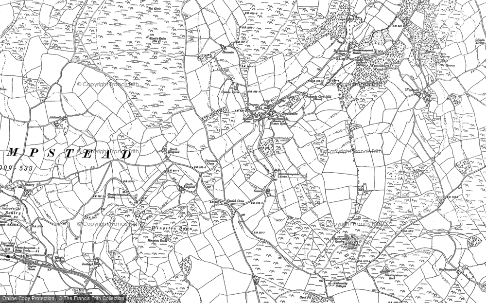 Old Map of Doccombe, 1884 - 1887 in 1884