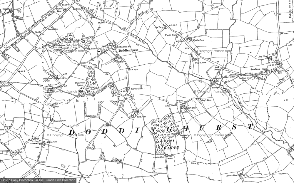 Old Map of Doddinghurst, 1895 in 1895
