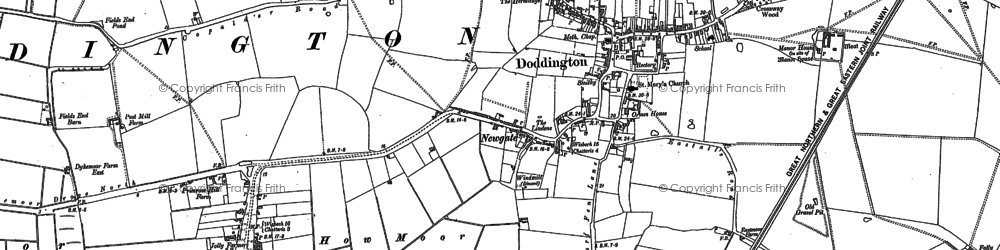 Old map of Doddington in 1886