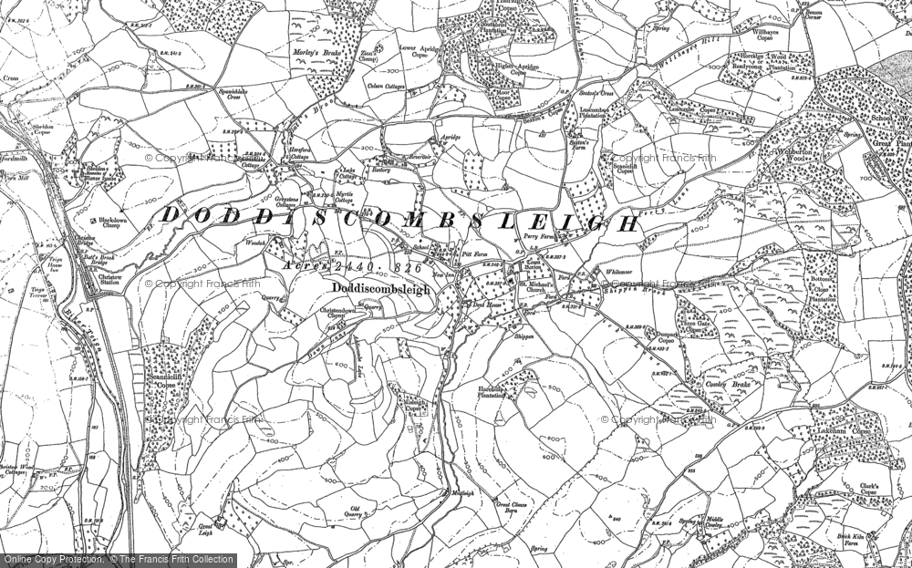 Old Map of Doddiscombsleigh, 1887 in 1887