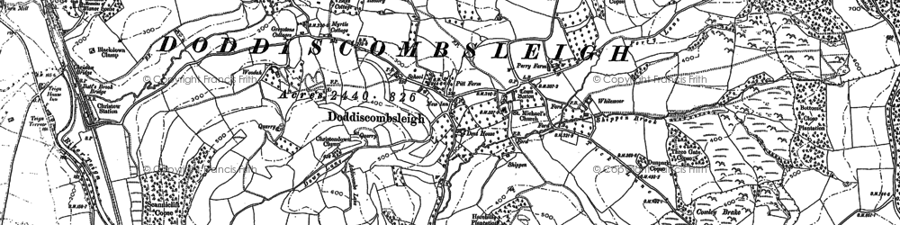 Old map of Doddiscombsleigh in 1887