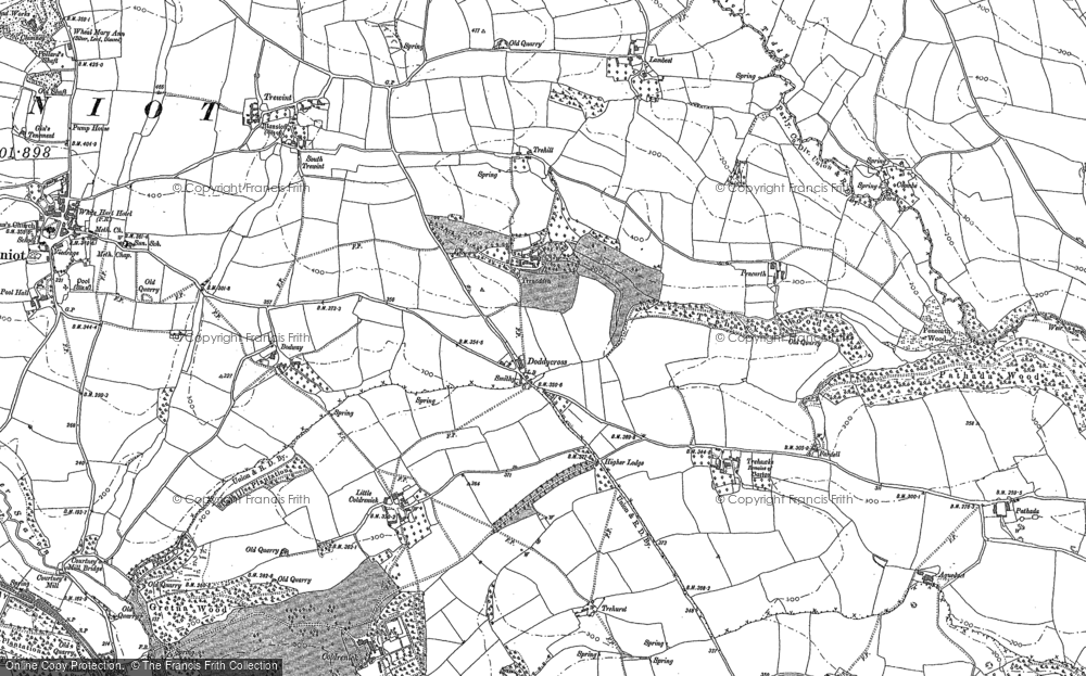 Old Map of Historic Map covering Bodway in 1882