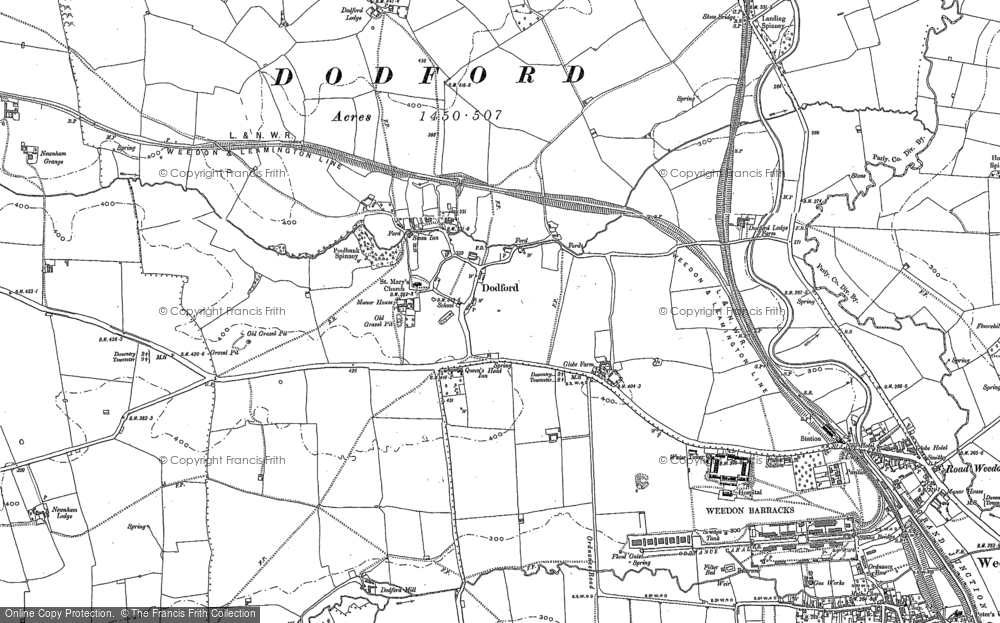 Old Map of Dodford, 1883 in 1883