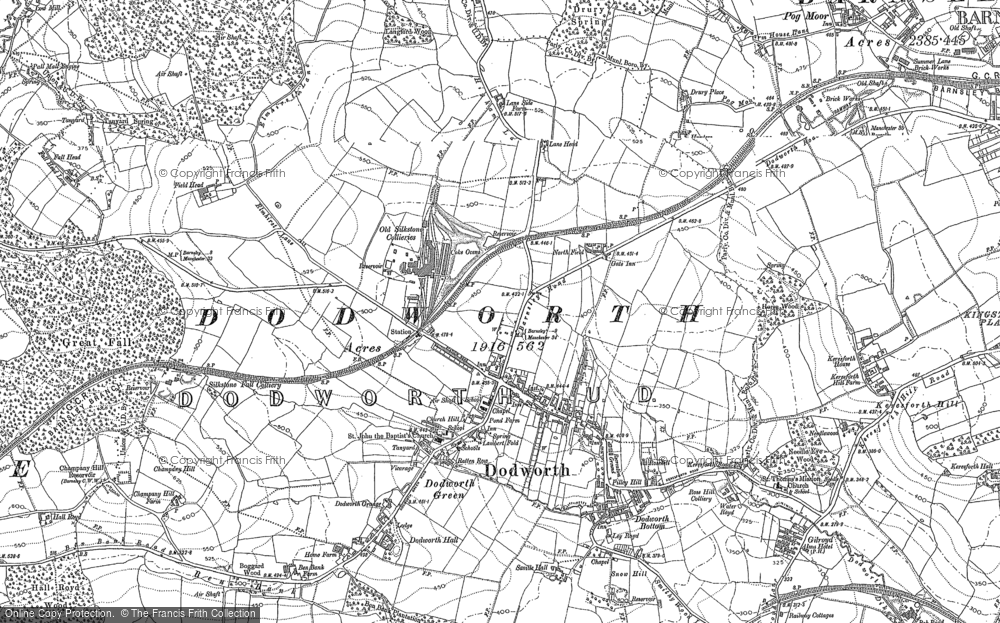 Old Map of Historic Map covering Keresforth Hill in 1890