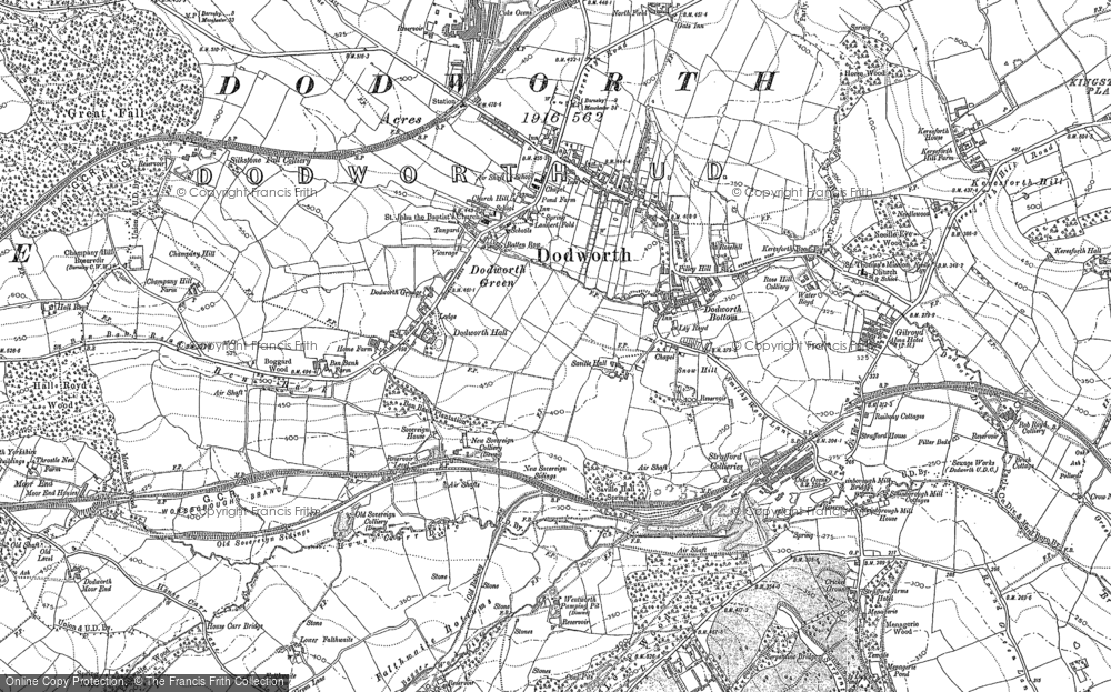 Old Map of Historic Map covering Broom Royd Wood in 1890