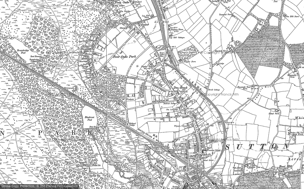 Old Map of Historic Map covering Blackroot Pool in 1887