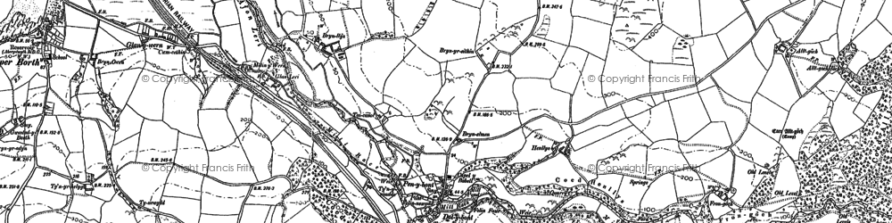 Old map of Borth to Devil's Bridge to Pontrhydfendigaid Trail in 1904