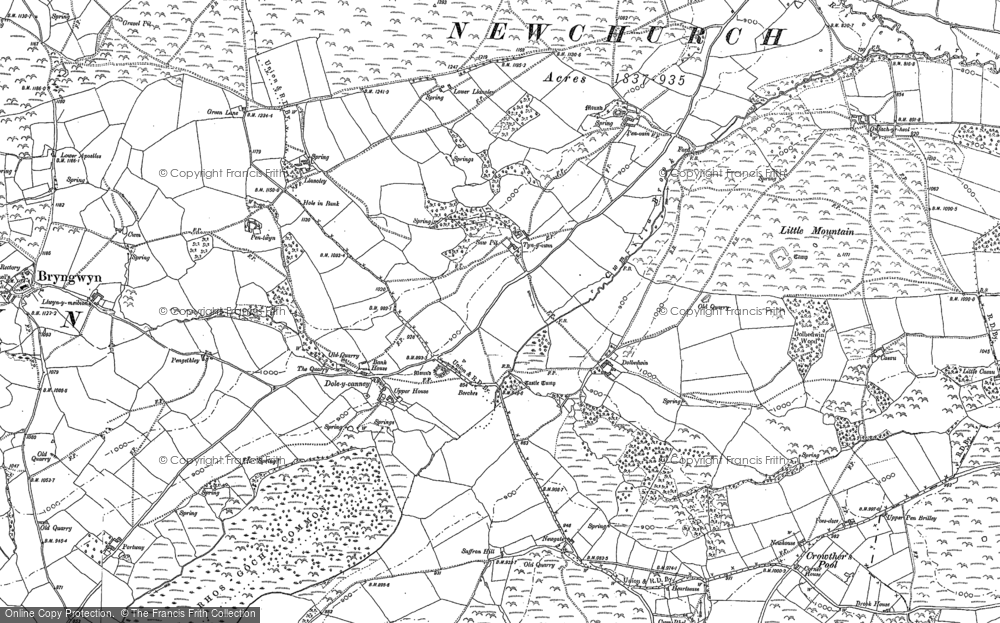 Old Map of Historic Map covering Dol-y-Cannau in 1887