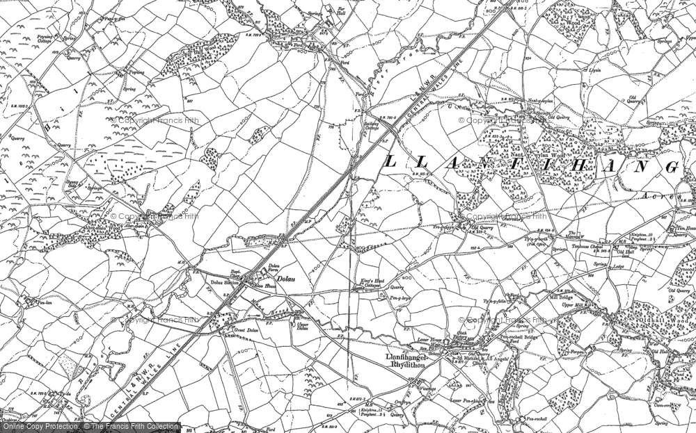Old Map of Historic Map covering Llanfihangel Rhydithon in 1887
