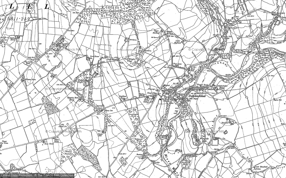 Old Map of Historic Map covering Wyreside Hall in 1910