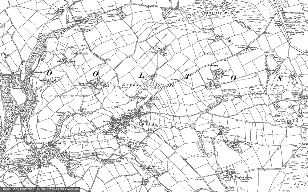 Old Map of Historic Map covering Beaford Moor in 1885