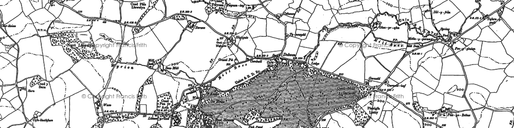 Old map of Bron Pistyll in 1898