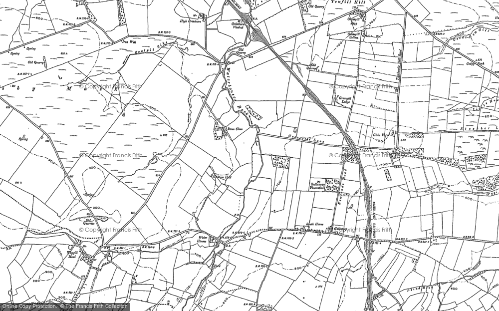Old Map of Historic Map covering Grassgill Rigg in 1897