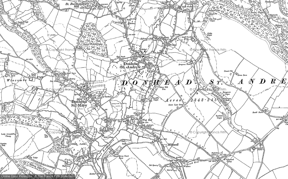 Old Map of Historic Map covering Wardour Castle in 1900