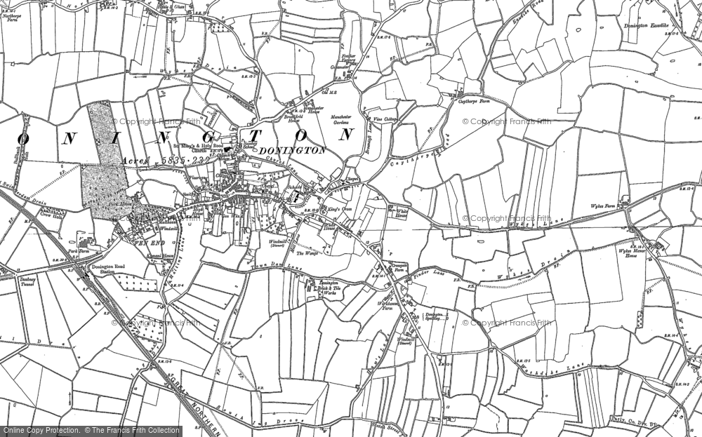 Old Map of Donington, 1887 in 1887