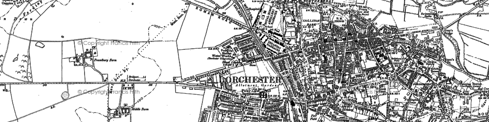 Old map of Dorchester in 1886